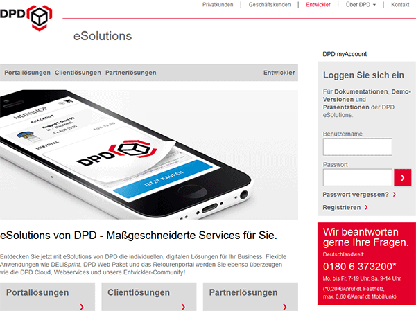 dpd esolutions homepage